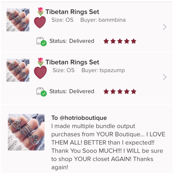 ✯ Tibetan Bohemian Rings Set - Picture 7 of 8